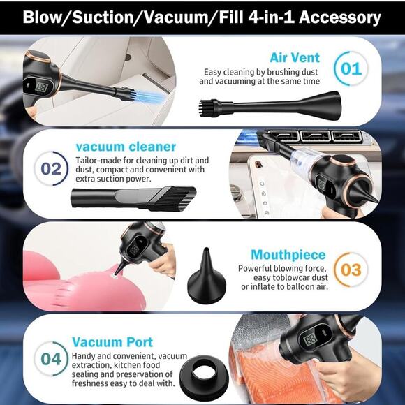 Wireless Car Vacuum Cleaner 98000Pa 120W Cordless Handheld Portable High power - Picture 2 of 5